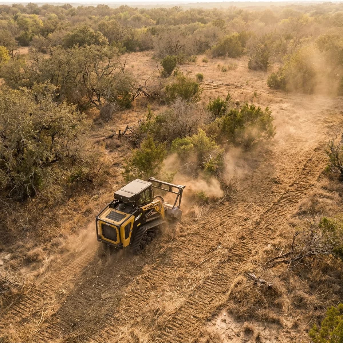 Forestry mulcher reducing brush and vegetation fuel loads