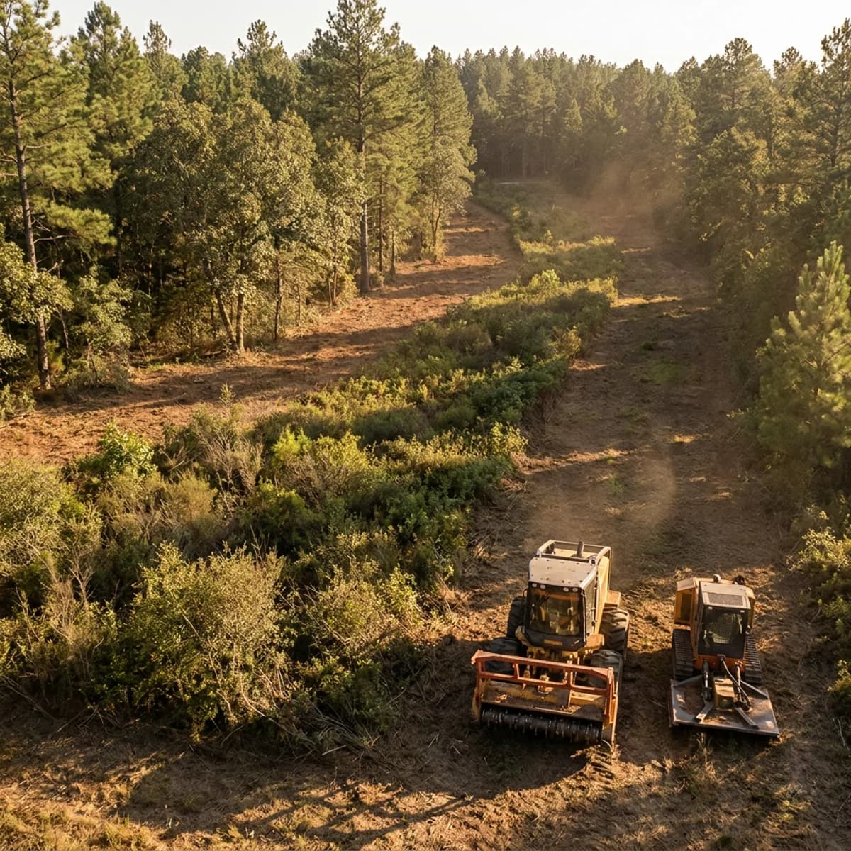Clearing equipment in a planned vegetation management area
