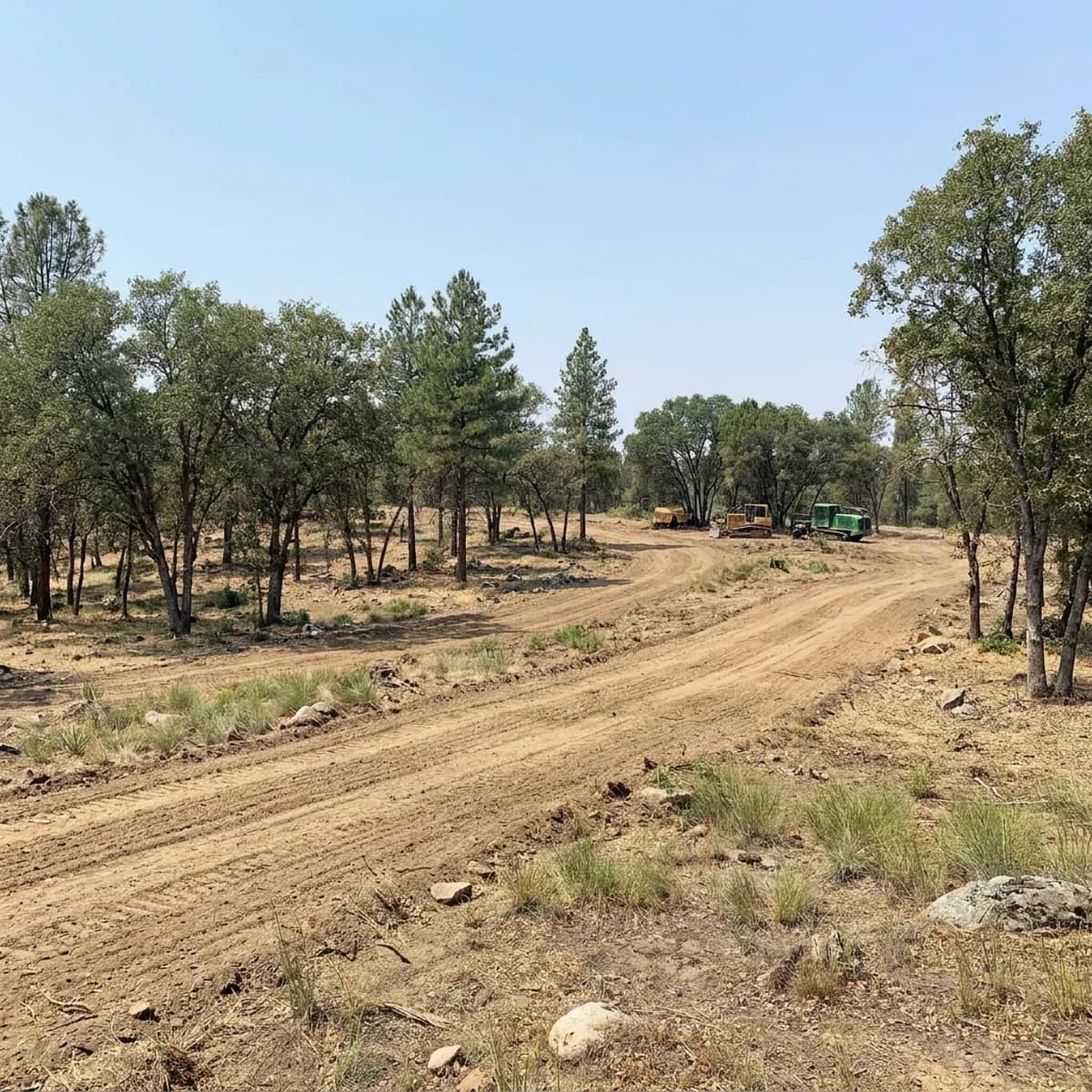 Cleared firebreak corridor between areas of woodland