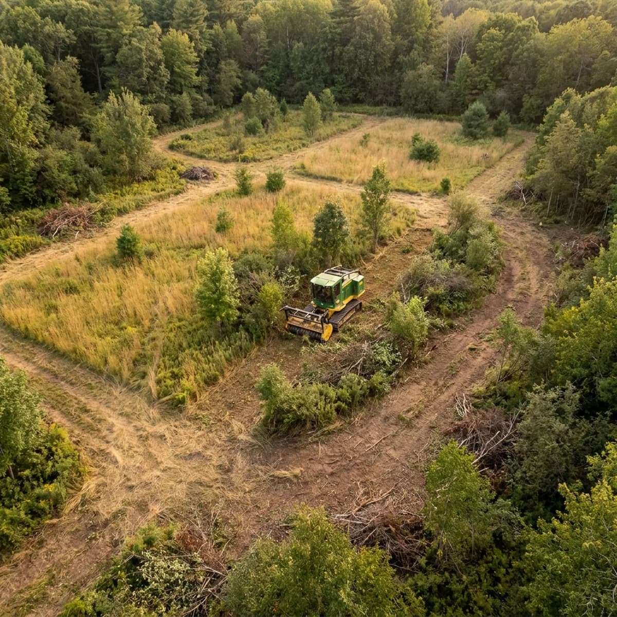 Selective brush clearing around native vegetation in a habitat restoration area