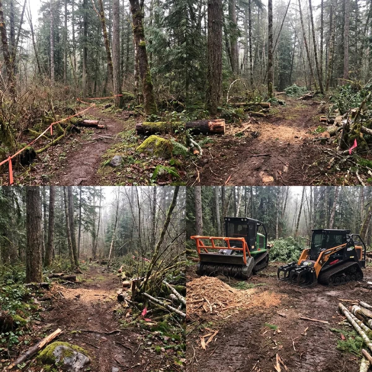 Woodland vegetation before and after selective clearing