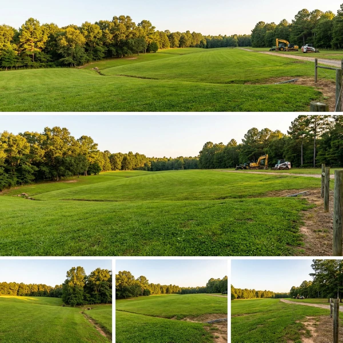 Views of improved green pasture and maintained field edges