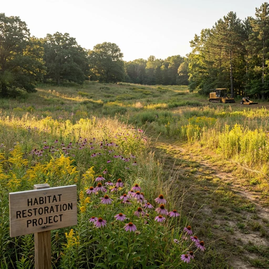 A cleared path through a flowering meadow